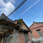 陳清森故居-正廳木型直山牆馬背。陳接枝故居-左右護龍對稱均做起俏風格，僅作素面，但護龍柱式風格相同