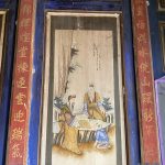 左右牆堵有題材豐富的名家書法仕女彩繪